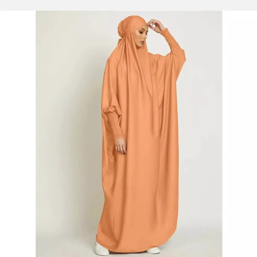 One Piece Long Prayer Dress Overhead Robe Khimar Hijab Burqa Jilbab
