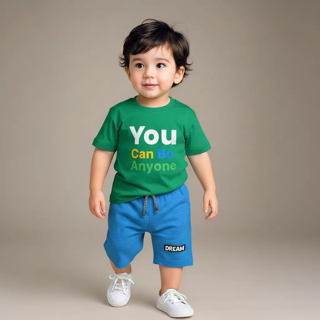 You can be anyone Printed T-shirt & Pant Set Green